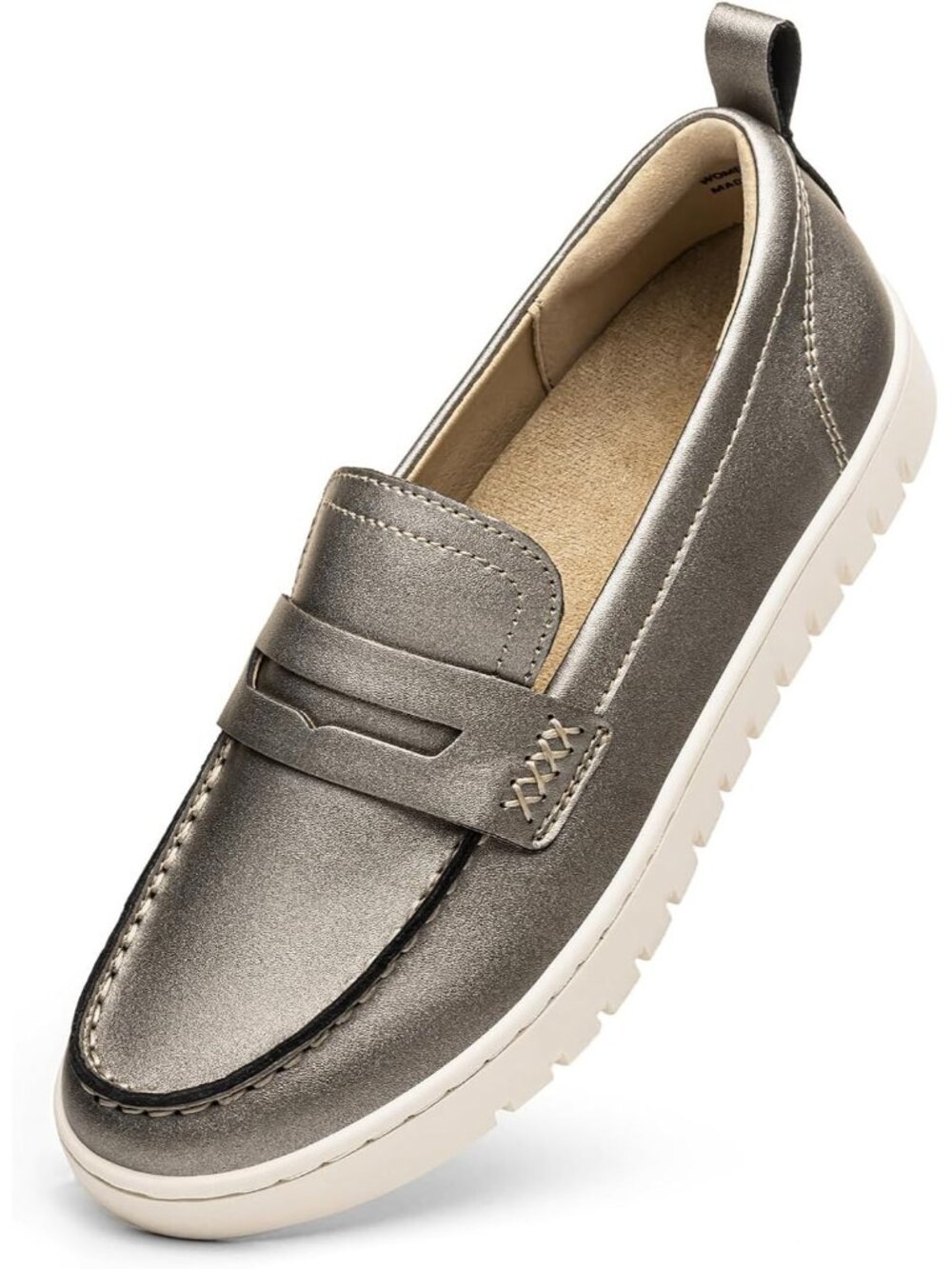 🆕Women Bronze Metalic Comfortable Classic Penny Loafers Leather Sneakers Casual